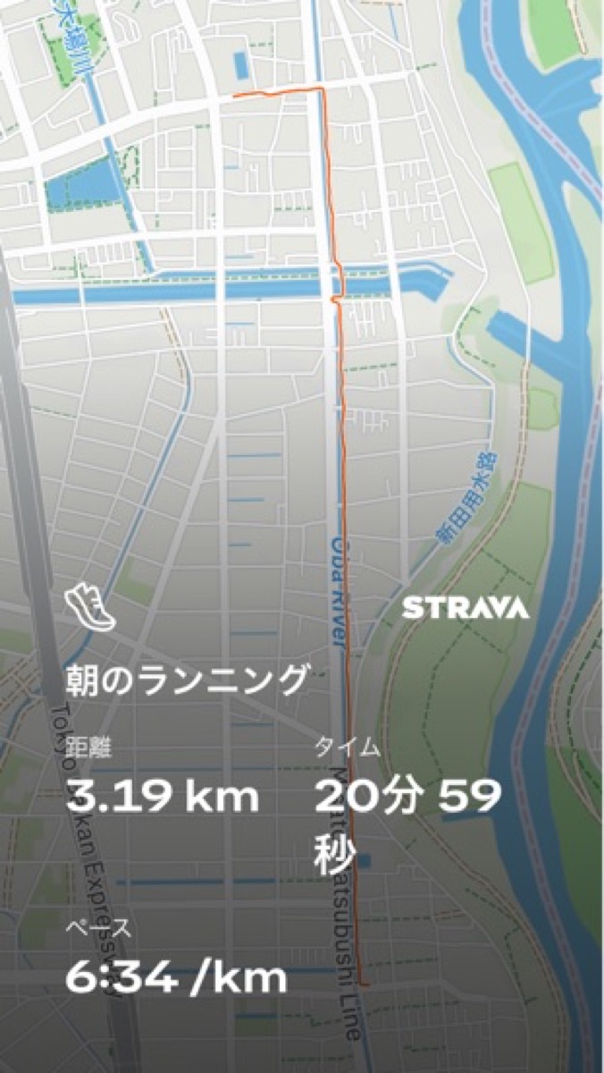 朝のランニング 3.19km