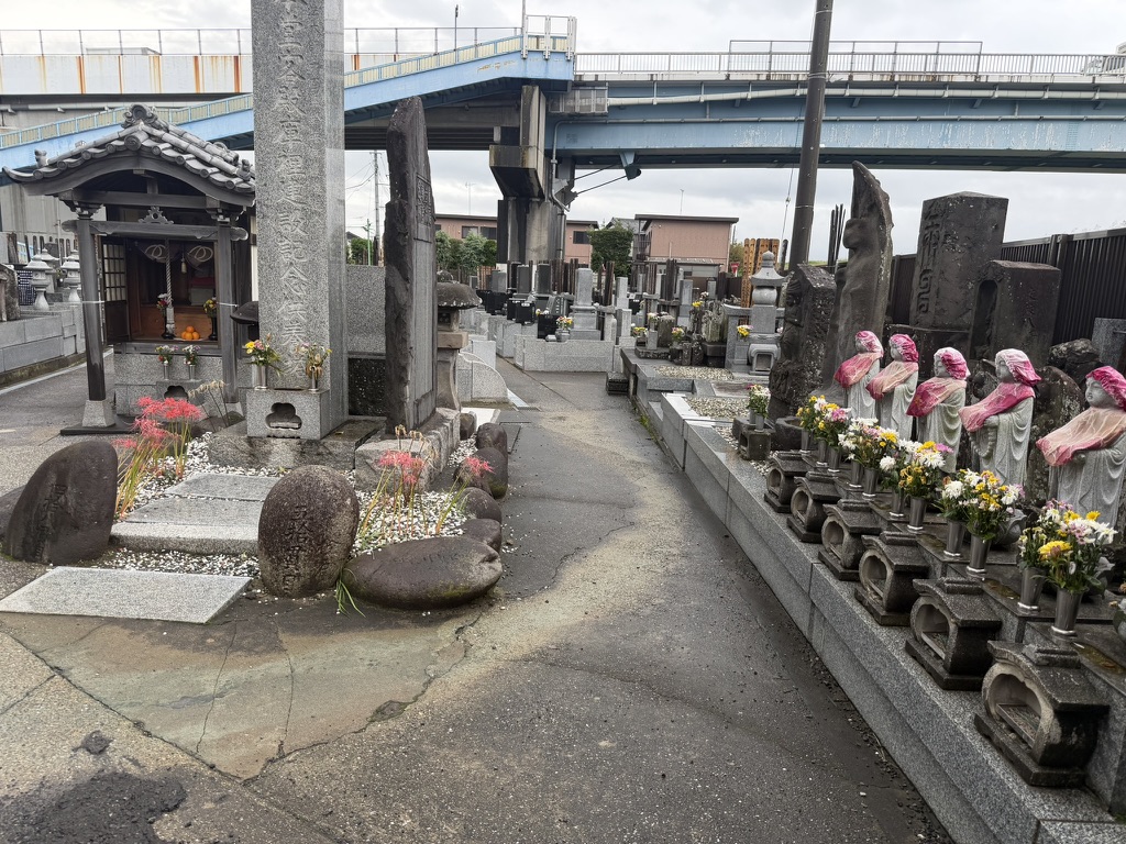 お彼岸最終日のお墓と彼岸花
