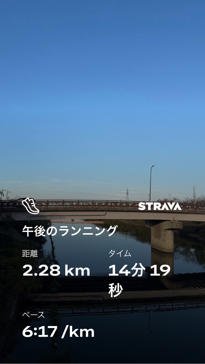 午後のランニング 2.28km